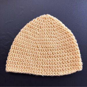 Yellow Crochet Adult Beanie Hat Bright Yarn Winter Ski Stretchy